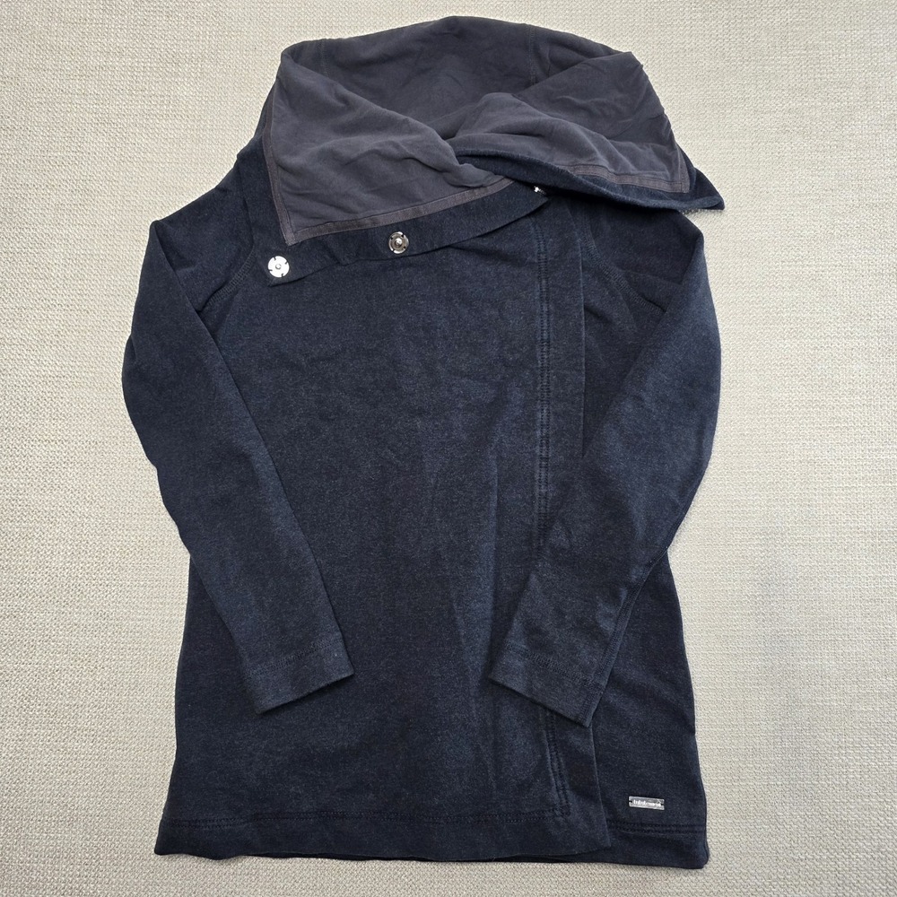 Lululemon‎ Sweater Women's Size 4 Savasana Blanket Wrap Jacket Navy Buttons snap